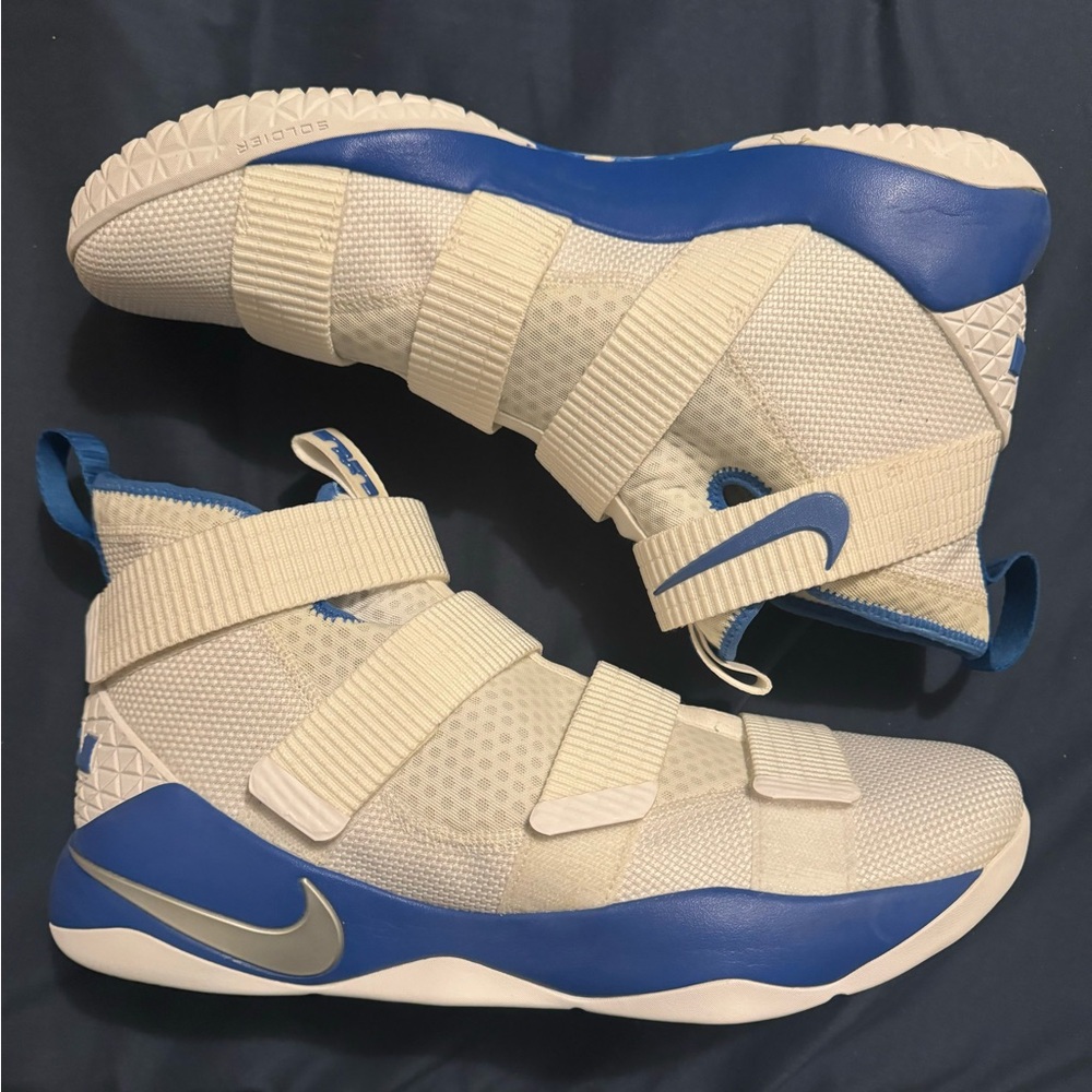 Nike LeBron Soldier 11 XI Size 13 TB White/Royal Blue/Metallic Silver NWB no lid